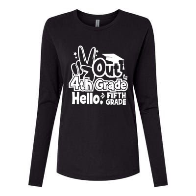 Peace Out 4Th Grade Hello 5Th Grade Teacher Graduation Cap Great Gift Womens Cotton Relaxed Long Sleeve T-Shirt