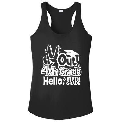 Peace Out 4Th Grade Hello 5Th Grade Teacher Graduation Cap Great Gift Ladies PosiCharge Competitor Racerback Tank