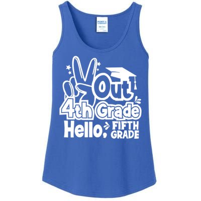 Peace Out 4Th Grade Hello 5Th Grade Teacher Graduation Cap Great Gift Ladies Essential Tank