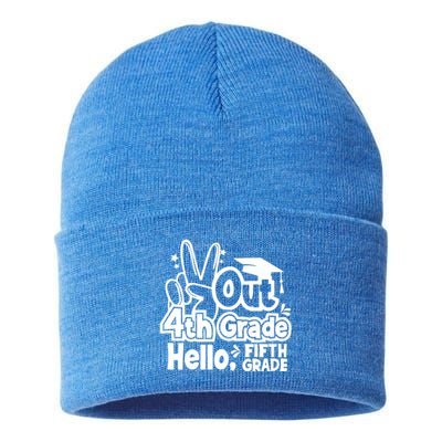 Peace Out 4Th Grade Hello 5Th Grade Teacher Graduation Cap Great Gift Sustainable Knit Beanie