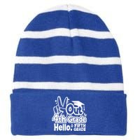 Peace Out 4Th Grade Hello 5Th Grade Teacher Graduation Cap Great Gift Striped Beanie with Solid Band