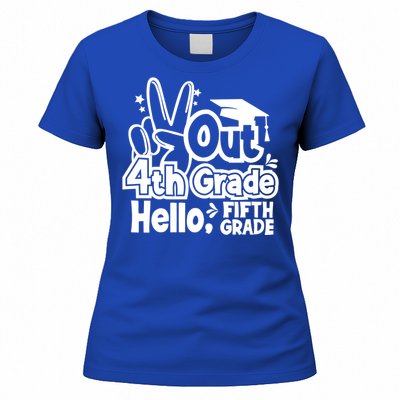 Peace Out 4Th Grade Hello 5Th Grade Teacher Graduation Cap Great Gift Women's T-Shirt