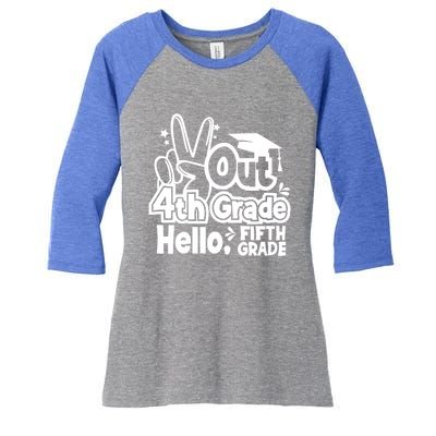 Peace Out 4Th Grade Hello 5Th Grade Teacher Graduation Cap Great Gift Women's Tri-Blend 3/4-Sleeve Raglan Shirt