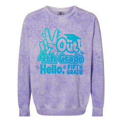 Peace Out 4Th Grade Hello 5Th Grade Teacher Graduation Cap Great Gift Colorblast Crewneck Sweatshirt