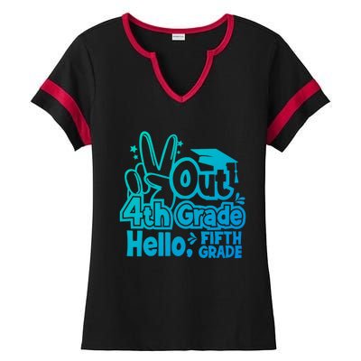 Peace Out 4Th Grade Hello 5Th Grade Teacher Graduation Cap Great Gift Ladies Halftime Notch Neck Tee