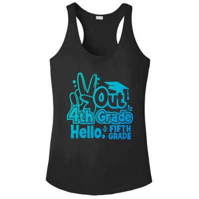 Peace Out 4Th Grade Hello 5Th Grade Teacher Graduation Cap Great Gift Ladies PosiCharge Competitor Racerback Tank