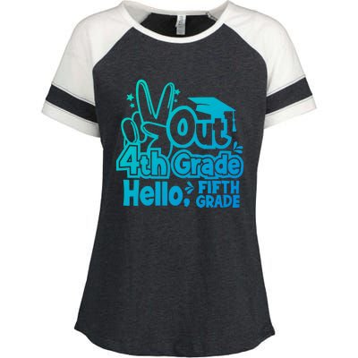 Peace Out 4Th Grade Hello 5Th Grade Teacher Graduation Cap Great Gift Enza Ladies Jersey Colorblock Tee