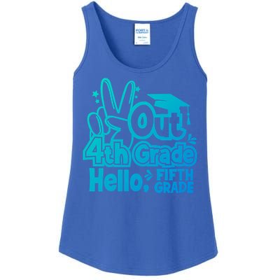 Peace Out 4Th Grade Hello 5Th Grade Teacher Graduation Cap Great Gift Ladies Essential Tank