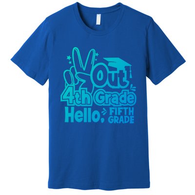 Peace Out 4Th Grade Hello 5Th Grade Teacher Graduation Cap Great Gift Premium T-Shirt