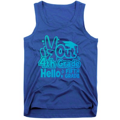 Peace Out 4Th Grade Hello 5Th Grade Teacher Graduation Cap Great Gift Tank Top