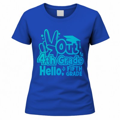 Peace Out 4Th Grade Hello 5Th Grade Teacher Graduation Cap Great Gift Women's T-Shirt