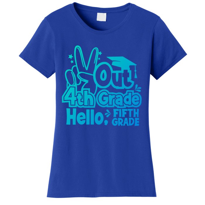 Peace Out 4Th Grade Hello 5Th Grade Teacher Graduation Cap Great Gift Women's T-Shirt