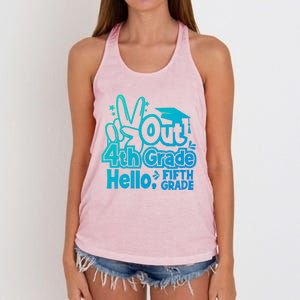 Peace Out 4Th Grade Hello 5Th Grade Teacher Graduation Cap Great Gift Women's Knotted Racerback Tank