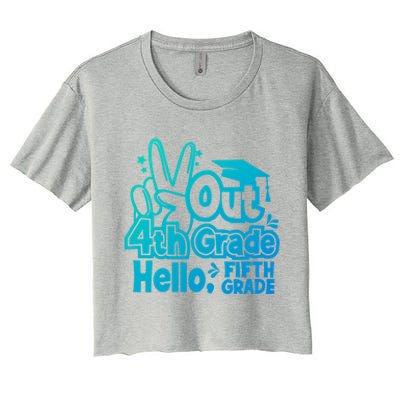 Peace Out 4Th Grade Hello 5Th Grade Teacher Graduation Cap Great Gift Women's Crop Top Tee