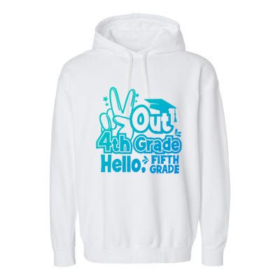 Peace Out 4Th Grade Hello 5Th Grade Teacher Graduation Cap Great Gift Garment-Dyed Fleece Hoodie