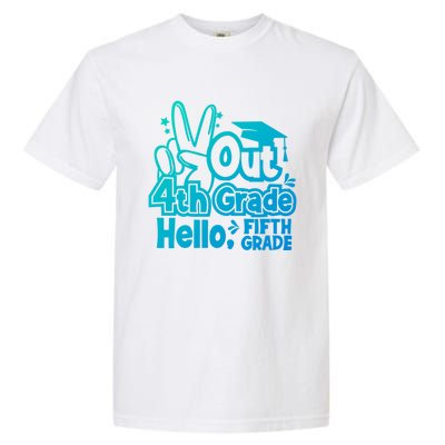 Peace Out 4Th Grade Hello 5Th Grade Teacher Graduation Cap Great Gift Garment-Dyed Heavyweight T-Shirt