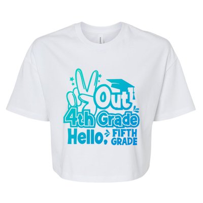 Peace Out 4Th Grade Hello 5Th Grade Teacher Graduation Cap Great Gift Bella+Canvas Jersey Crop Tee