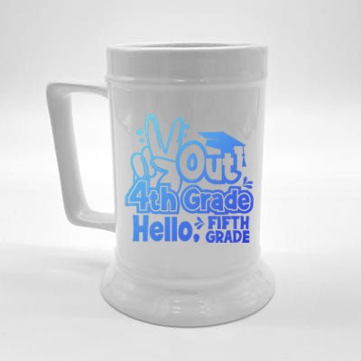 Peace Out 4Th Grade Hello 5Th Grade Teacher Graduation Cap Great Gift Beer Stein