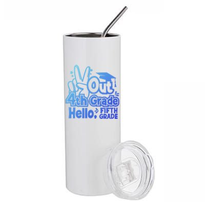 Peace Out 4Th Grade Hello 5Th Grade Teacher Graduation Cap Great Gift Stainless Steel Tumbler