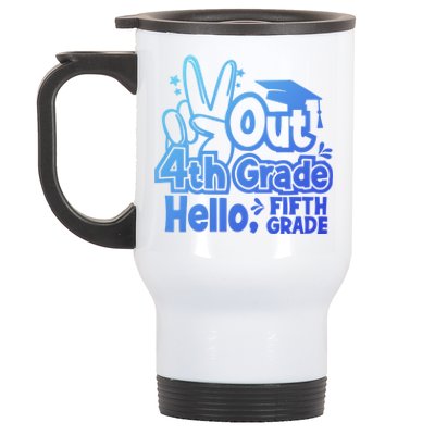 Peace Out 4Th Grade Hello 5Th Grade Teacher Graduation Cap Great Gift Stainless Steel Travel Mug