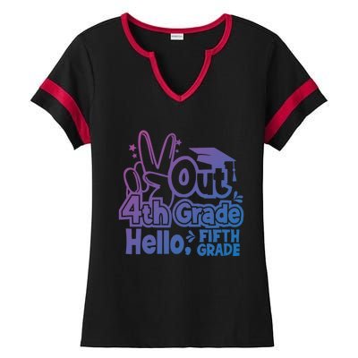 Peace Out 4Th Grade Hello 5Th Grade Teacher Graduation Cap Great Gift Ladies Halftime Notch Neck Tee