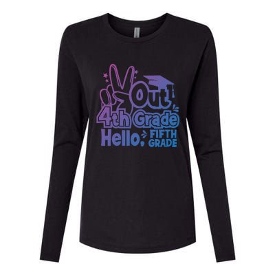 Peace Out 4Th Grade Hello 5Th Grade Teacher Graduation Cap Great Gift Womens Cotton Relaxed Long Sleeve T-Shirt