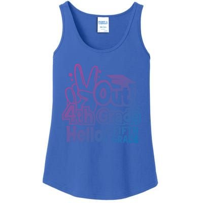 Peace Out 4Th Grade Hello 5Th Grade Teacher Graduation Cap Great Gift Ladies Essential Tank