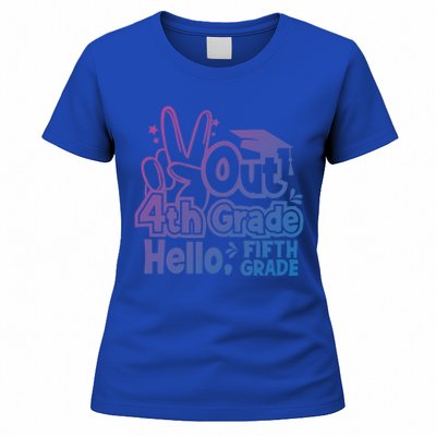 Peace Out 4Th Grade Hello 5Th Grade Teacher Graduation Cap Great Gift Women's T-Shirt