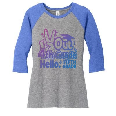 Peace Out 4Th Grade Hello 5Th Grade Teacher Graduation Cap Great Gift Women's Tri-Blend 3/4-Sleeve Raglan Shirt