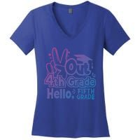 Peace Out 4Th Grade Hello 5Th Grade Teacher Graduation Cap Great Gift Women's V-Neck T-Shirt