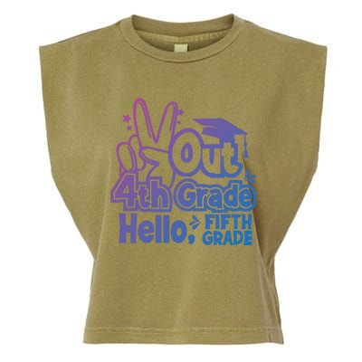 Peace Out 4Th Grade Hello 5Th Grade Teacher Graduation Cap Great Gift Garment-Dyed Women's Muscle Tee