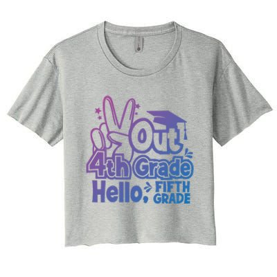 Peace Out 4Th Grade Hello 5Th Grade Teacher Graduation Cap Great Gift Women's Crop Top Tee