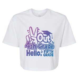 Peace Out 4Th Grade Hello 5Th Grade Teacher Graduation Cap Great Gift Bella+Canvas Jersey Crop Tee