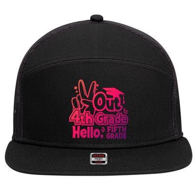 Peace Out 4Th Grade Hello 5Th Grade Teacher Graduation Cap Great Gift 7 Panel Mesh Trucker Snapback Hat