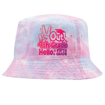 Peace Out 4Th Grade Hello 5Th Grade Teacher Graduation Cap Great Gift Tie-Dyed Bucket Hat