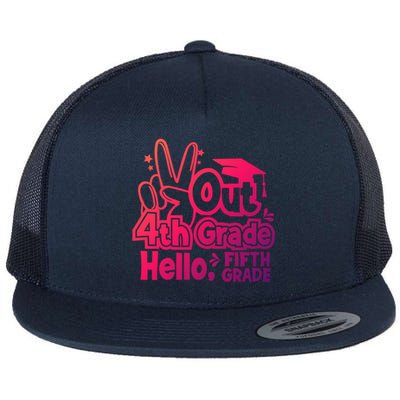 Peace Out 4Th Grade Hello 5Th Grade Teacher Graduation Cap Great Gift Flat Bill Trucker Hat