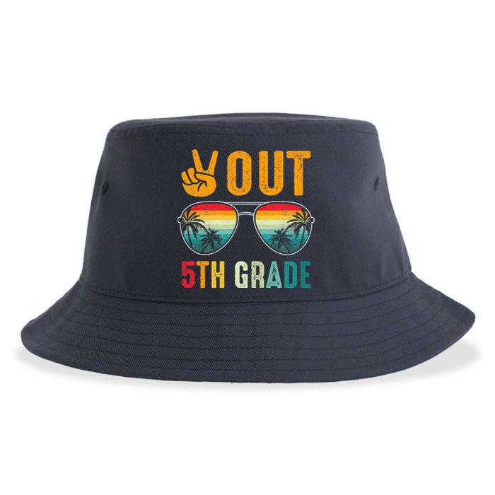 Peace Out 5th Grade Retro Graduation Last Day Of School Sustainable Bucket Hat