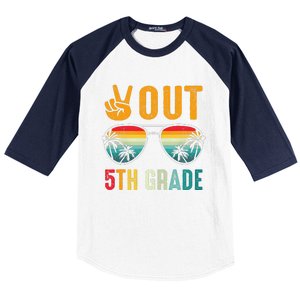 Peace Out 5th Grade Retro Graduation Last Day Of School Baseball Sleeve Shirt