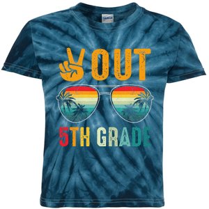 Peace Out 5th Grade Retro Graduation Last Day Of School Kids Tie-Dye T-Shirt