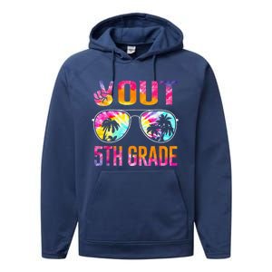 Peace Out 5th Grade Tie Dye Graduation Last Day Of School Performance Fleece Hoodie