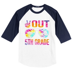 Peace Out 5th Grade Tie Dye Graduation Last Day Of School Baseball Sleeve Shirt