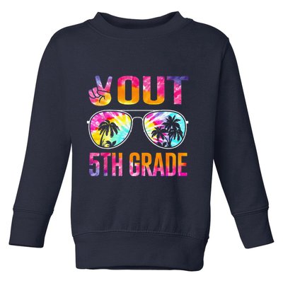 Peace Out 5th Grade Tie Dye Graduation Last Day Of School Toddler Sweatshirt