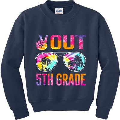 Peace Out 5th Grade Tie Dye Graduation Last Day Of School Kids Sweatshirt