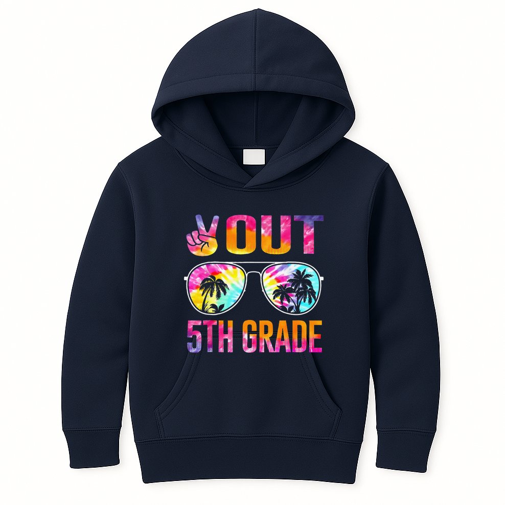 Peace Out 5th Grade Tie Dye Graduation Last Day Of School Kids Hoodie