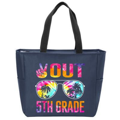 Peace Out 5th Grade Tie Dye Graduation Last Day Of School Zip Tote Bag
