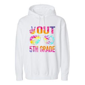 Peace Out 5th Grade Tie Dye Graduation Last Day Of School Garment-Dyed Fleece Hoodie