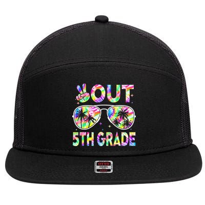 Peace Out 5th Grade Tie Dye Graduation Last Day Of School 7 Panel Mesh Trucker Snapback Hat