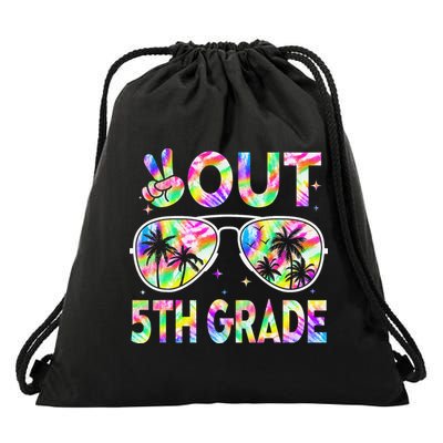 Peace Out 5th Grade Tie Dye Graduation Last Day Of School Drawstring Bag