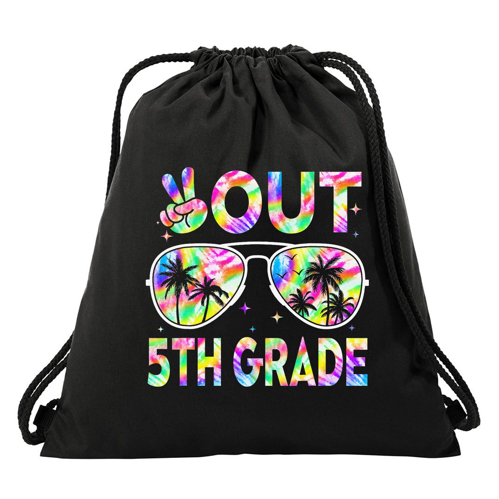 Peace Out 5th Grade Tie Dye Graduation Last Day Of School Drawstring Bag