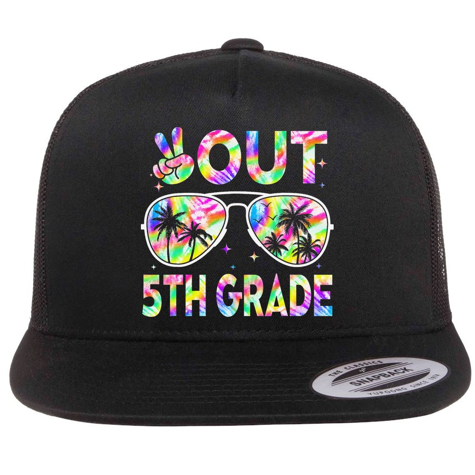Peace Out 5th Grade Tie Dye Graduation Last Day Of School Flat Bill Trucker Hat
